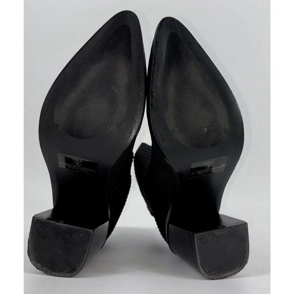 LULUS Farlie Ribbed Knit Pointed Toe Sock Boots Black Size 8 Block Heel Ankle - Picture 6 of 10